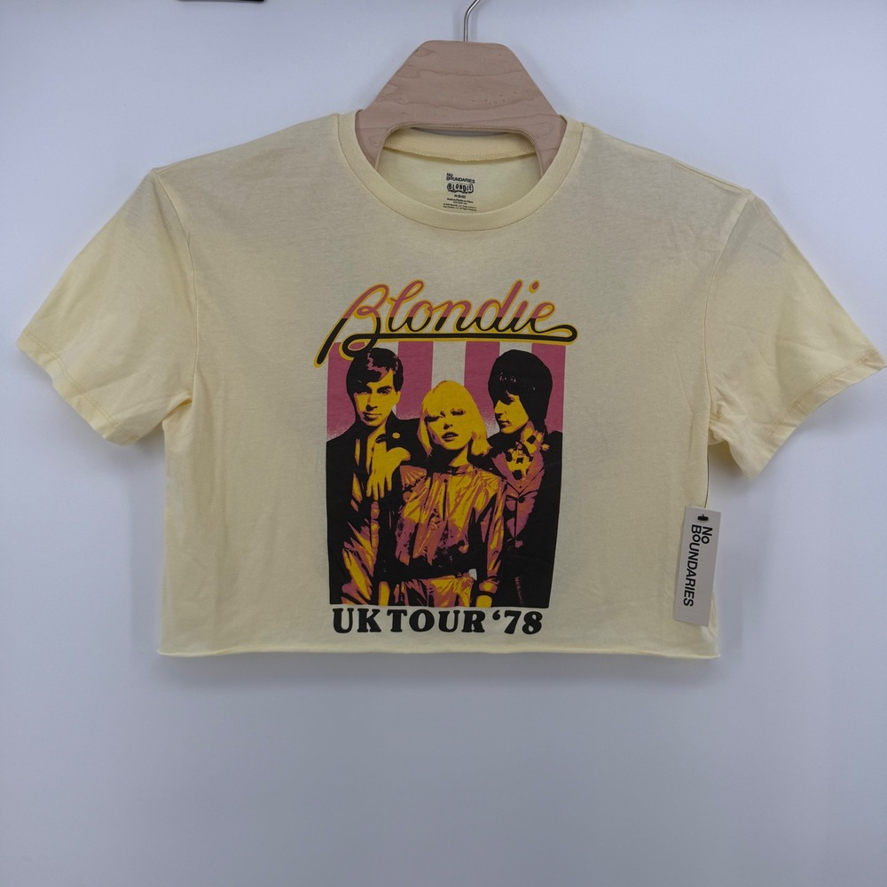 NWT Blondie UK Tour '78 Parallel Lines M Crop Tee Yellow